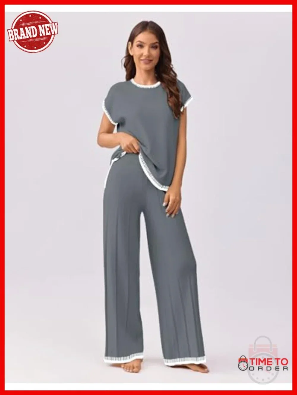 Knit Sweater Lounge Set 2 Piece Outfits Pullover Top Wide Leg Pants Sleeveless